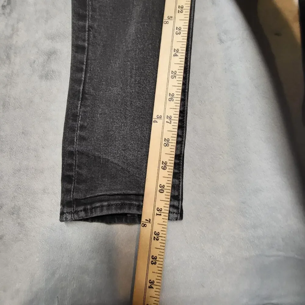 Levi's Jeans Mens 33x34 Black Skinny Slim Distressed Stretch Denim Pockets Logo